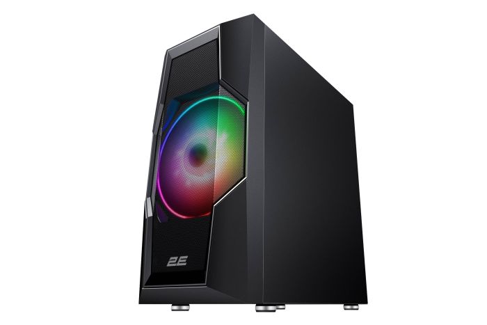 2E GAMING PC case Turbo G2057B without PSU, 2xUSB3.0, 1xUSB2.0, 1x200mm ARGB, 3x120mm ARGB, VGA 345mm, LCS ready, HUB, TG Side Panel, ATX, black
