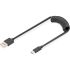 Кабель DIGITUS USB-C > USB-A зарядки/синхронизации, Type-C, спиральный, 1м, черный