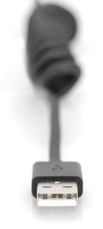 Кабель DIGITUS USB-C > USB-A заряджання/синхронізації, Type-C, спіральний, 1м, чорний