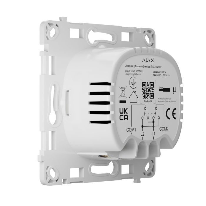 Реле одноклавишный перекрестный выключатель Ajax LightCore Vertical Crossover for LightSwitch Jeweler, беспроводной