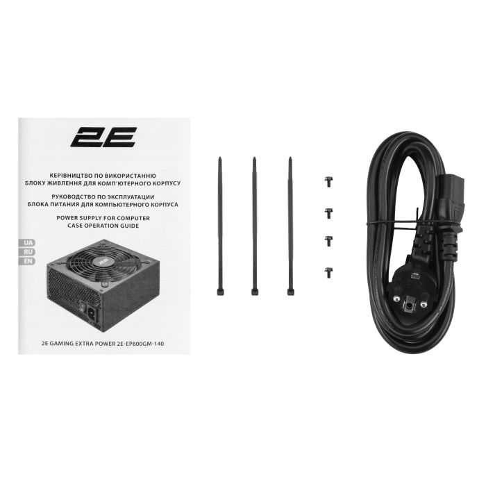 Блок питания 2E GAMING Extra Power  (800W), >90% 80+ Gold, 140мм, 1xMB 24pin(20+4), 2xCPU 8pin(4+4), 3xMolex, 6xSATA, 4xPCIe 8pin(6+2), Modular