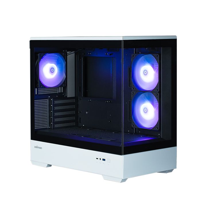 Корпус Zalman P30 без БЖ, 1xUSB3.0, 1xUSBType-C, 3x120мм ARGB, VGA 420мм, LCS ready, TG Side Panel, mATX, чорний/білий