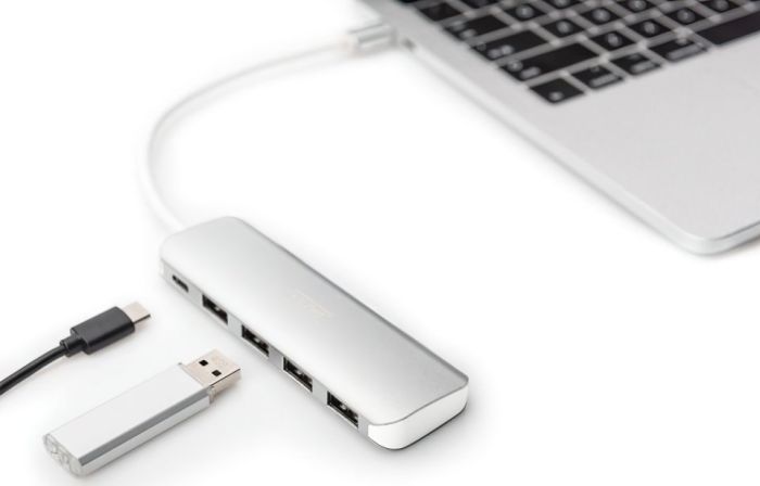 Концентратор DIGITUS USB Type-C, 4xUSB 3.0 + функція зарядного пристрою
