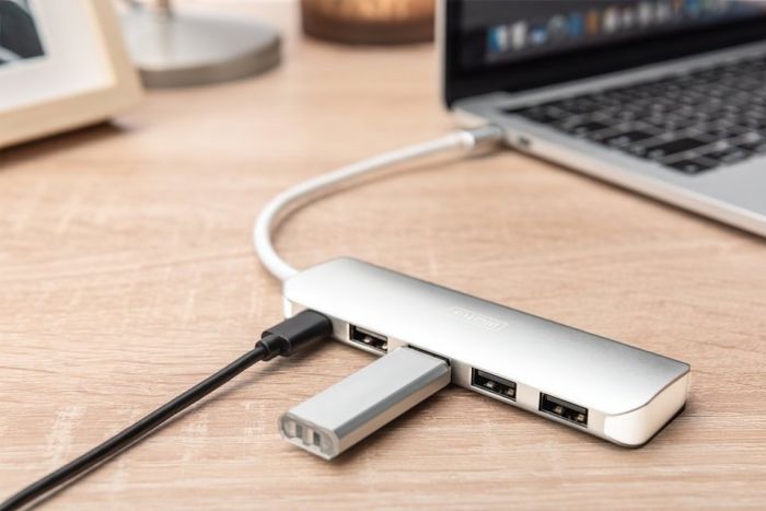 Концентратор DIGITUS USB Type-C, 4xUSB 3.0 + функція зарядного пристрою