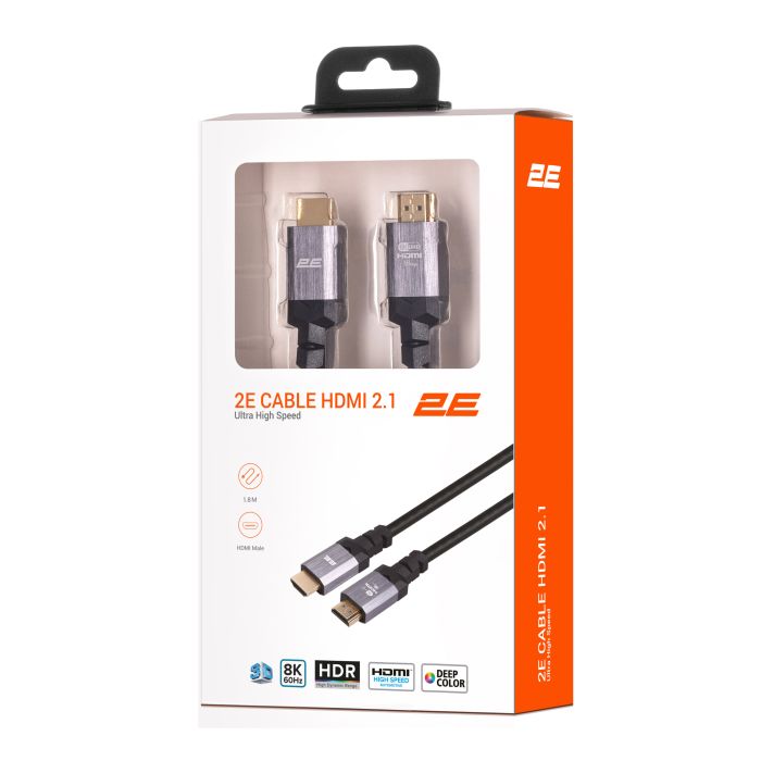 2E Cable HDMI 2.1 (M/M), 1.8m, 4K/120Hz, 8K/60Hz 48Gbps, Ultra High Speed, black