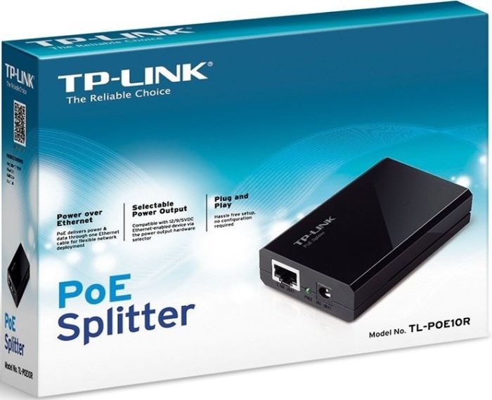 PoE-Сплиттер TP-LINK  1xGE, 1xGE PoE PD, 15.4Вт TP-Link POE10R
