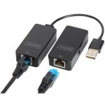 Подовжувач DIGITUS USB, USB 2.0, для використання з кабелем Cat5/5e/6 UTP, STP або SFT, до 50 м, чорний