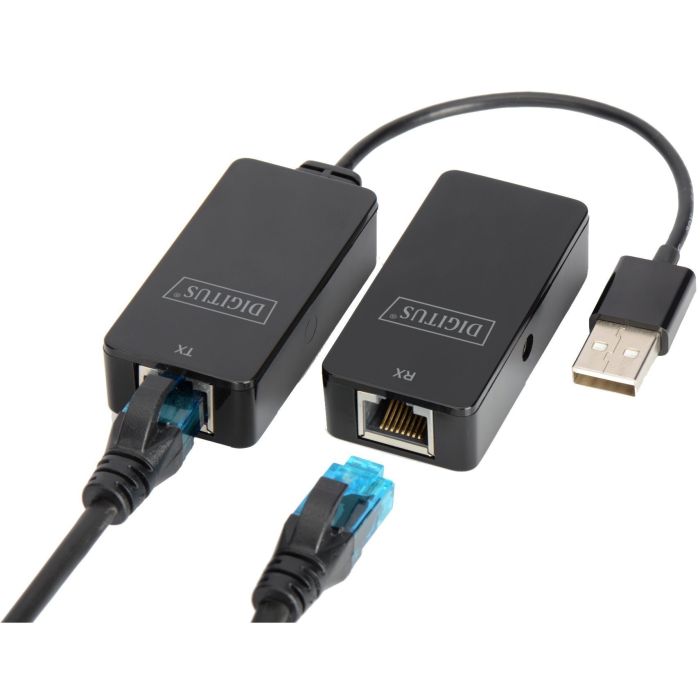 Удлинитель DIGITUS USB, USB 2.0, для использования с кабелем Cat5/5e/6 UTP, STP или SFT, до 50 м, черный
