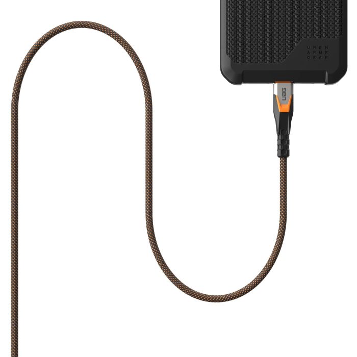 Кабель USB-C > USB-C 3.2 заряджання/синхронізації UAG 0.75м, 240Вт, Type-C, Rugged Double Braided Nylon, Black/Orange