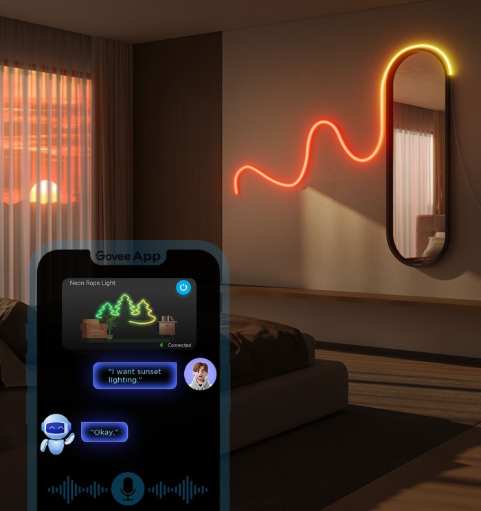 Стрічка світлодіодна розумна Govee H61D3 Neon Rope Light 2, 5м, RGBIC, WI-FI/Bluetooth, білий