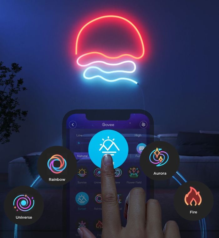 Стрічка світлодіодна розумна Govee H61D3 Neon Rope Light 2, 5м, RGBIC, WI-FI/Bluetooth, білий