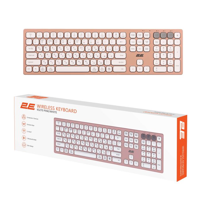 2E Keyboard membrane KS270 109key, WL/BT, EN/UK, pink-white