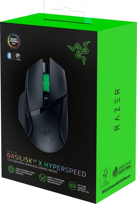 Мышь Razer Basilisk V3 X HyperSpeed, RGB, WL/BT, чёрный