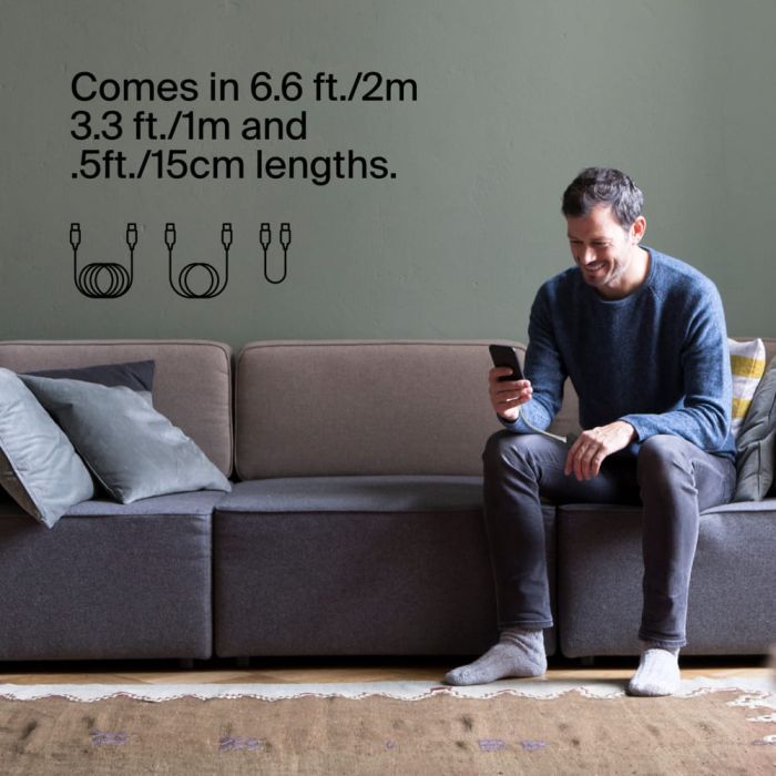 Кабель USB-C > USB-C зарядки/синхронизации Belkin 2м, 60Вт, Type-C, витой, белый