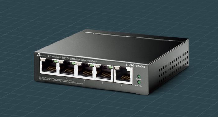 Коммутатор TP-LINK  5xGE (4xPoE), 120Вт, WebSmart TP-Link TL-SG105MPE