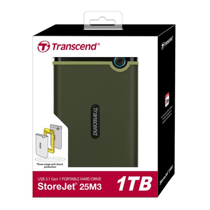 Портативный жесткий диск Transcend 1TB USB 3.1 StoreJet 25M3 Зелёный