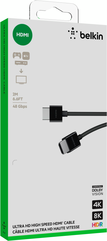 Belkin Cable HDMI (M/M) 2m, 2.1, High Speed Ethernet, black