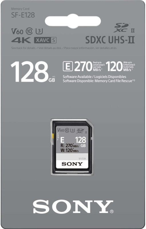 Карта памяти Sony SDXC  128GB C10 UHS-II U3 V60 R270/W100MB/s Entry