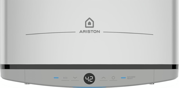 Water heater electr. Ariston flat slim VELIS TECH 100 EU, 100 l, 2*1.5 kW, uni installation, electric control, B, Italy, Gray