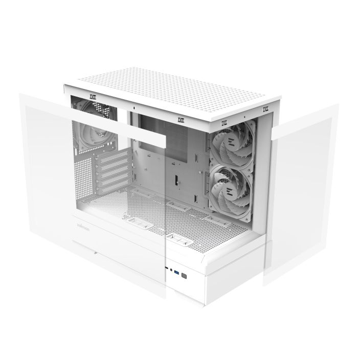 Корпус Zalman P30 White V2, без БП, 1xUSB3.0, 1хUSB Type-C, 3x120мм ARGB, TG Front/Side Panel, mATX, белый