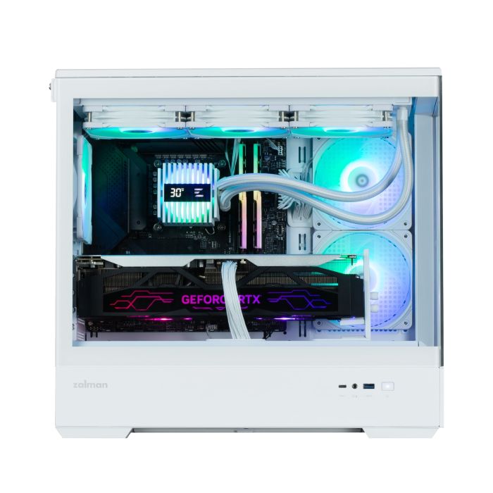 Корпус Zalman P30 White V2, без БП, 1xUSB3.0, 1хUSB Type-C, 3x120мм ARGB, TG Front/Side Panel, mATX, белый