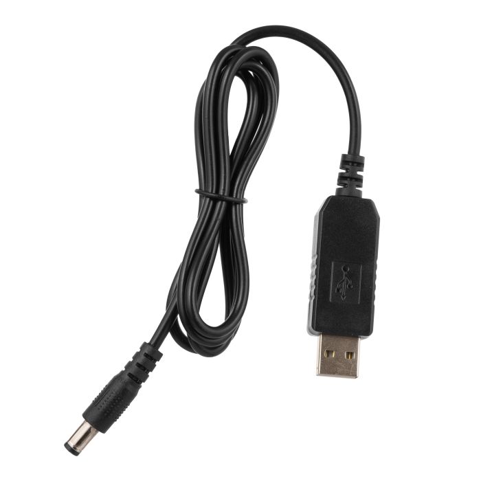 Кабель USB-A > DC 5.5х2.5мм питания 2Е 1м, 12В/1A, черный