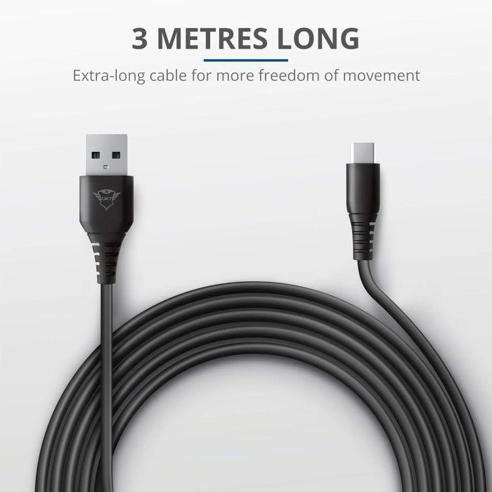 Кабель USB-A > USB-C заряджання/синхронізації Trust GXT 226 FOR PS5 3м, Type-C, чорний