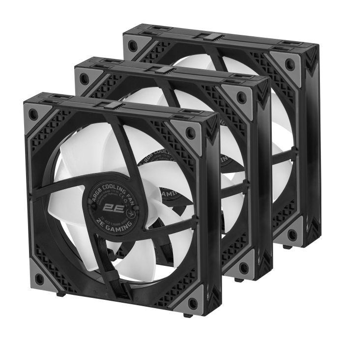 Корпусные вентиляторы 2E GAMING Air Cool Magic Mirror ACF120MB-ARGB, 3x120мм, 2000rpm, 4pin PWM +5VARGB, 20.5dBa, чёрный