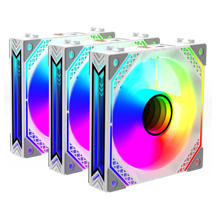 2E GAMING Case Fans Air Cool Magic Mirror ACF120MW-ARGB, 3x120мм, 2000rpm, 4pin PWM +5VARGB, 20.5dBa, white