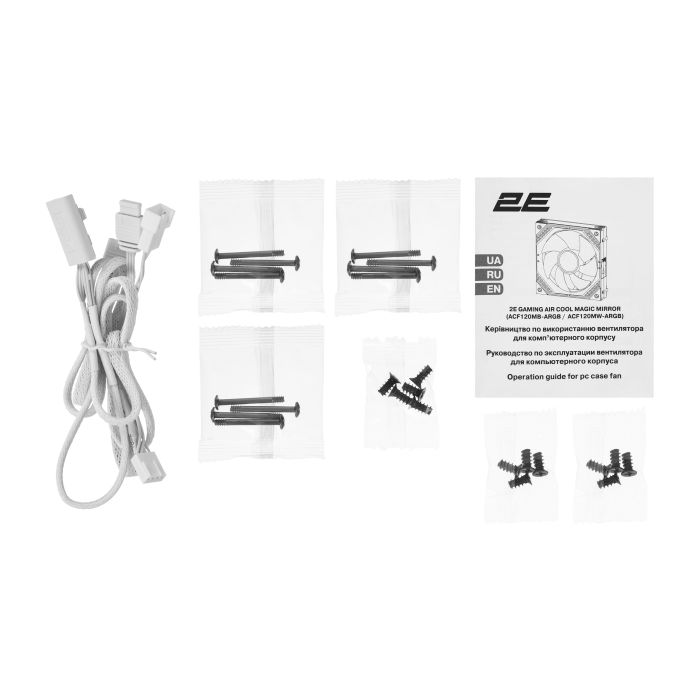 2E GAMING Case Fans Air Cool Magic Mirror ACF120MW-ARGB, 3x120мм, 2000rpm, 4pin PWM +5VARGB, 20.5dBa, white