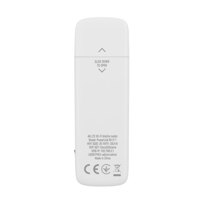 Мобільний маршрутизатор 2E PowerLink (MiFi-1 2024) LTE, Wi-Fi4, 1xUSB, 1xCRC9 білий