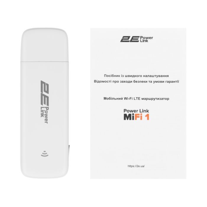 Мобільний маршрутизатор 2E PowerLink (MiFi-1 2024) LTE, Wi-Fi4, 1xUSB, 1xCRC9 білий