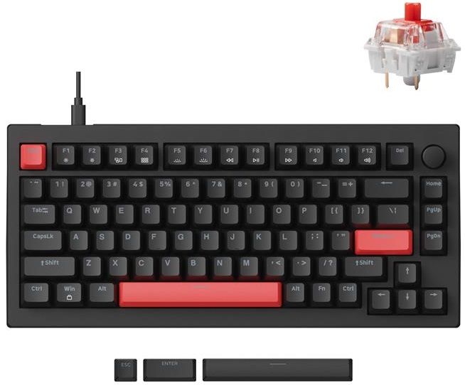 Клавіатура механічна Lemokey  X4 84Key, Keychron Red, USB-A, QMK/VIA, EN/UKR, Red led, чорний