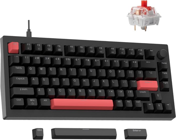 Клавіатура механічна Lemokey  X4 84Key, Keychron Red, USB-A, QMK/VIA, EN/UKR, Red led, чорний