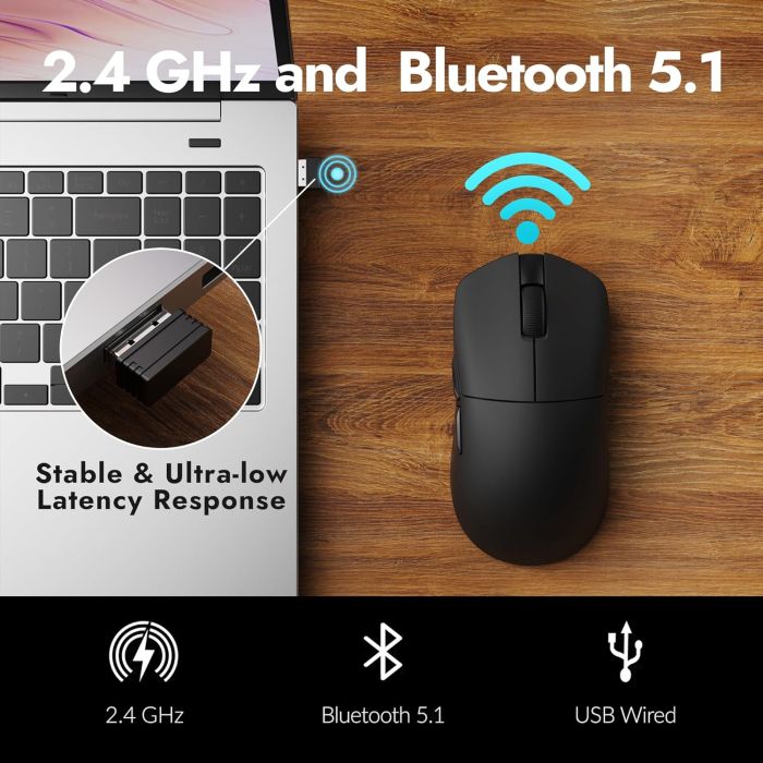 Mouse Lemokey G1 USB-A/USB-C/WL/BT, 8K, білий