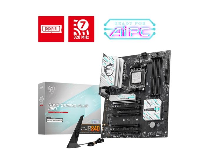 MSI Motherboard B840 GAMING PLUS WIFI sAM5 B840 4xDDR5 M.2 HDMI Wi-Fi BT ATX
