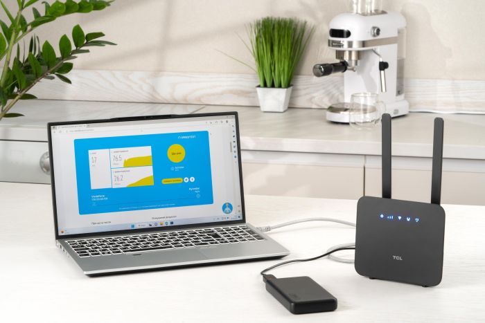 Router TCL LINKHUB (HH42CV2) LTE, Wi-Fi4, 1xFE LAN/WAN, 1xFE LAN, 2xSMA, Black + Power Bank 20000mAh + USB-DC cable 5V-12V