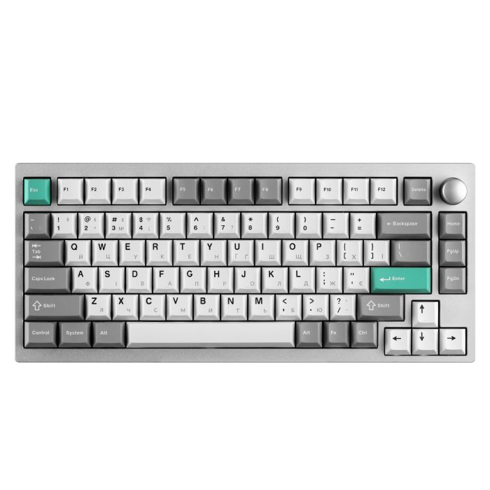 Клавіатура механічна Lemokey  P1 Pro 84Key, Keychron Super Banana, WL/BT/USB-A, QMK/VIA, Hot-Swap, EN/UKR, RGB,  Knob, Space Silver