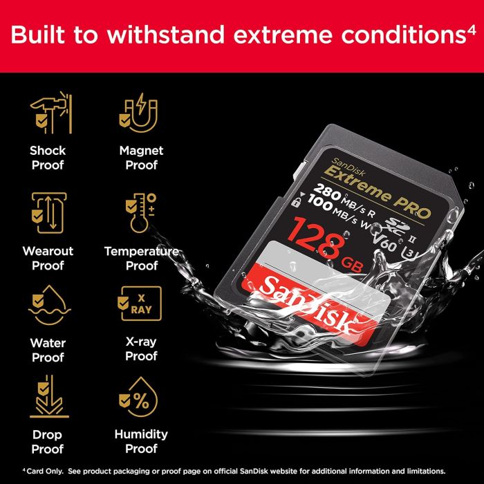 Карта памяти SanDisk SD  128GB C10 UHS-II U3 R280/W100MB/s Extreme Pro V60