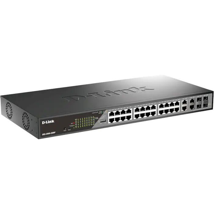 Комутатор   24xGE PoE, 4xSFP/GE, 370W, Некерований D-Link DSS-200G-28MP