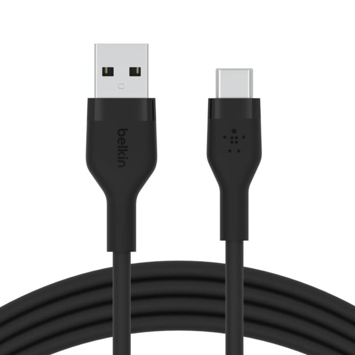 Кабель USB-A > USB-C заряджання/синхронізації Belkin 3м, 15Вт, Type-C, силіконовий з кліпсою, чорний