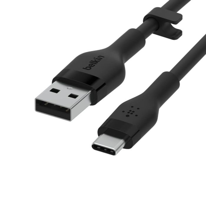 Кабель USB-A > USB-C заряджання/синхронізації Belkin 3м, 15Вт, Type-C, силіконовий з кліпсою, чорний