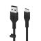 Кабель USB-A > USB-C заряджання/синхронізації Belkin 3м, 15Вт, Type-C, силіконовий з кліпсою, чорний