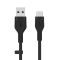 Кабель USB-A > USB-C заряджання/синхронізації Belkin 3м, 15Вт, Type-C, силіконовий з кліпсою, чорний