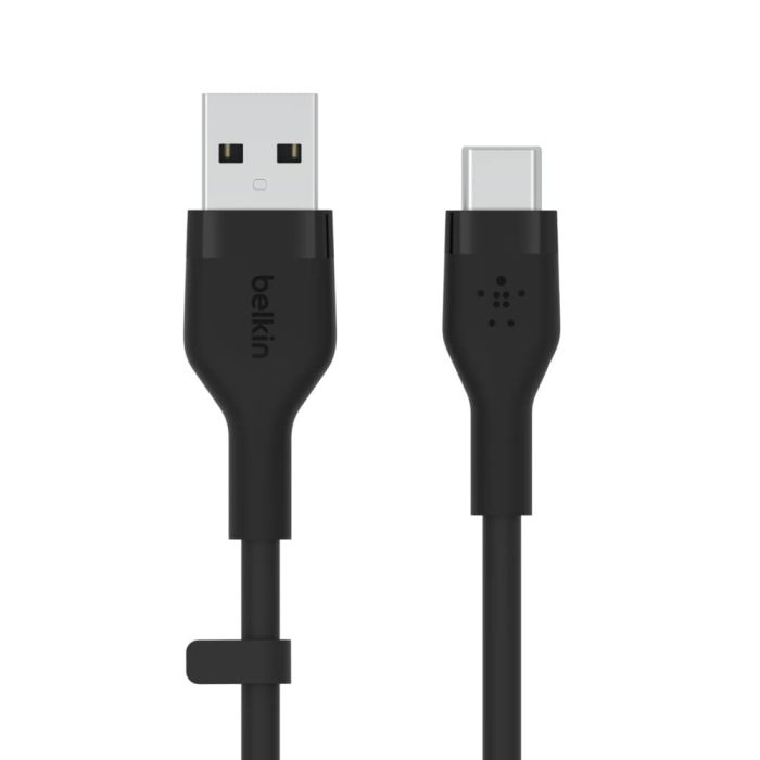 Кабель USB-A > USB-C заряджання/синхронізації Belkin 3м, 15Вт, Type-C, силіконовий з кліпсою, чорний