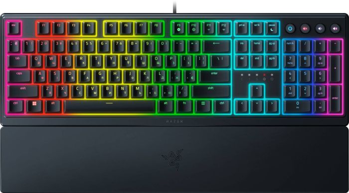 Клавиатура механическая Razer Ornata V3 104key, Mecha-Membrane Switch, USB-A, EN/UK, RGB, чёрный