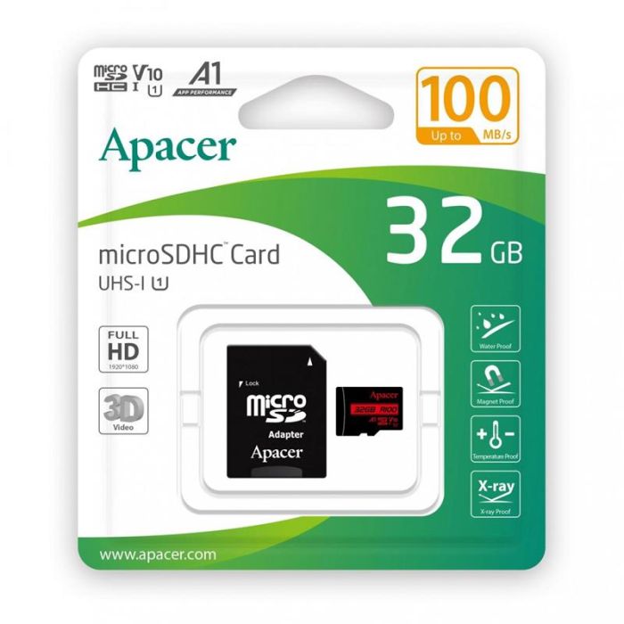 Карта пам'яті Apacer microSD  32GB C10 UHS-I R100MB/s + SD