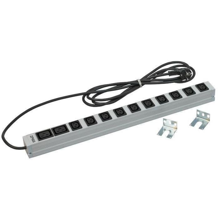 Vertical socket outlet box ZPAS 1U 16A, 10xC13, 2xC19, cable 3m