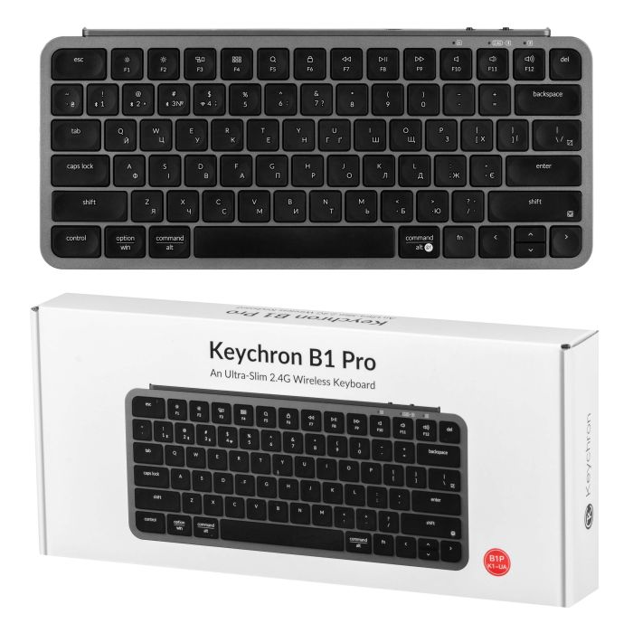 Клавиатура мембраная Keychron B1 Pro, USB/WL/BT, space gray