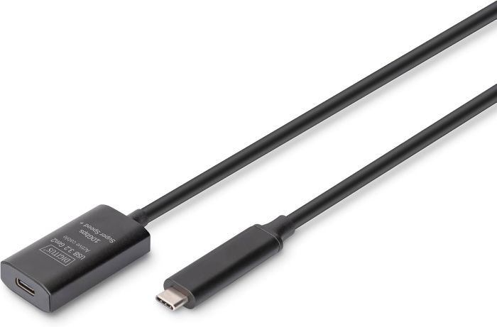 Удлинитель DIGITUS USB 3.2 Gen2 Active Cable 10G, C/M-C/F, 5м, черный